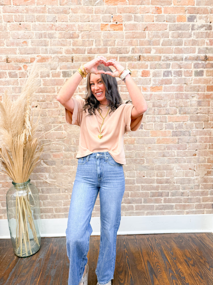 Shelbe Double Knit Top-Taupe