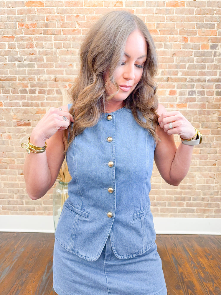 Catherine Denim Skort Set