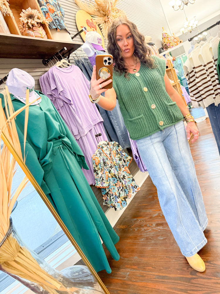 Sadie Sweater Vest-Dark Green