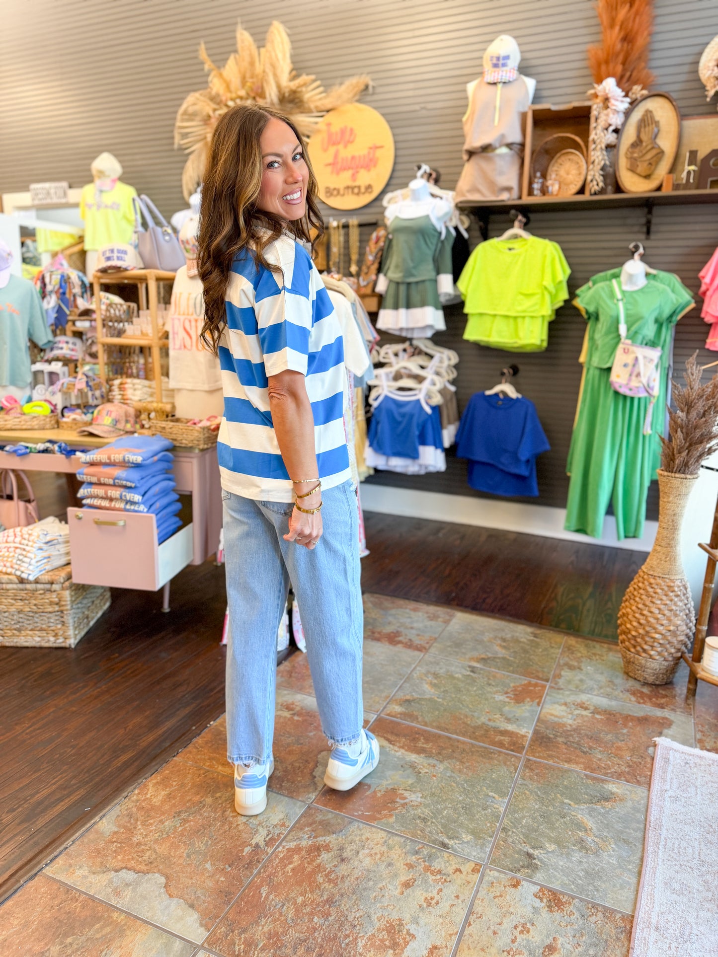 Emerson Striped Top-Blue
