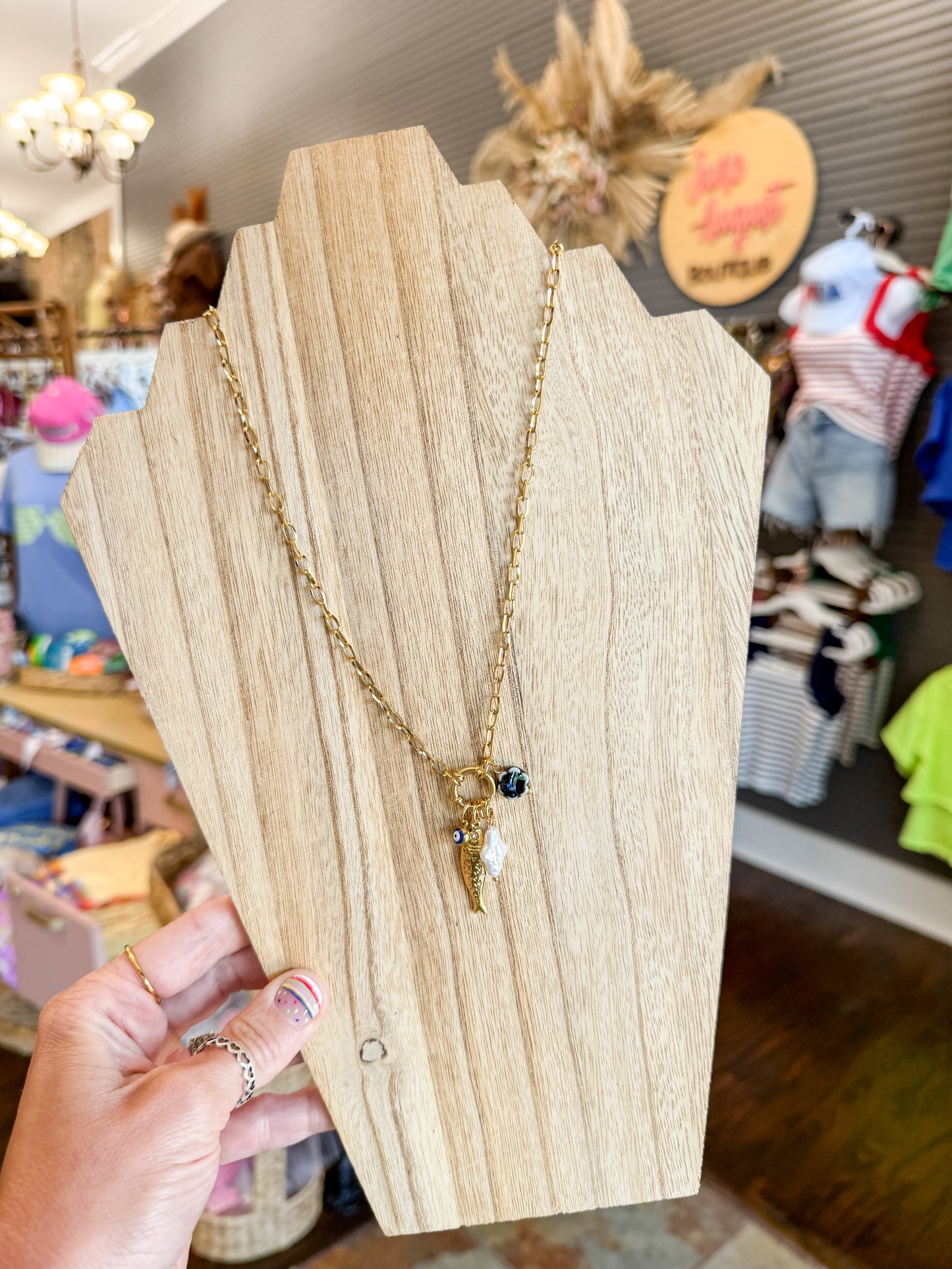 Non Tarnish Fish Charm Necklace