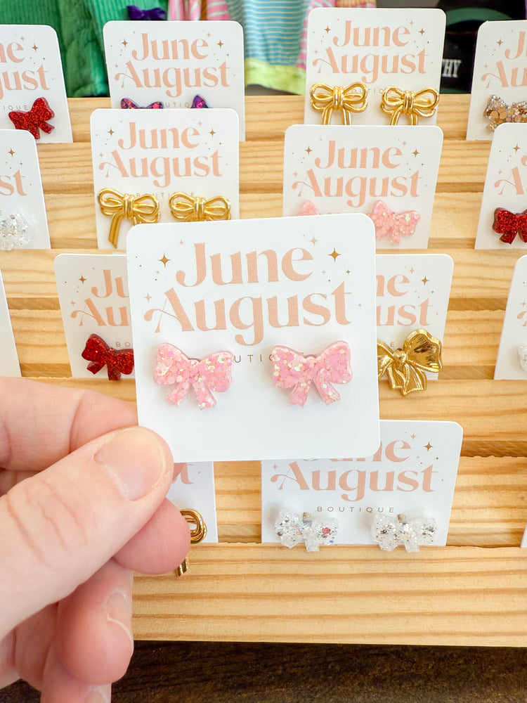 Claire Glitter Bow Studs