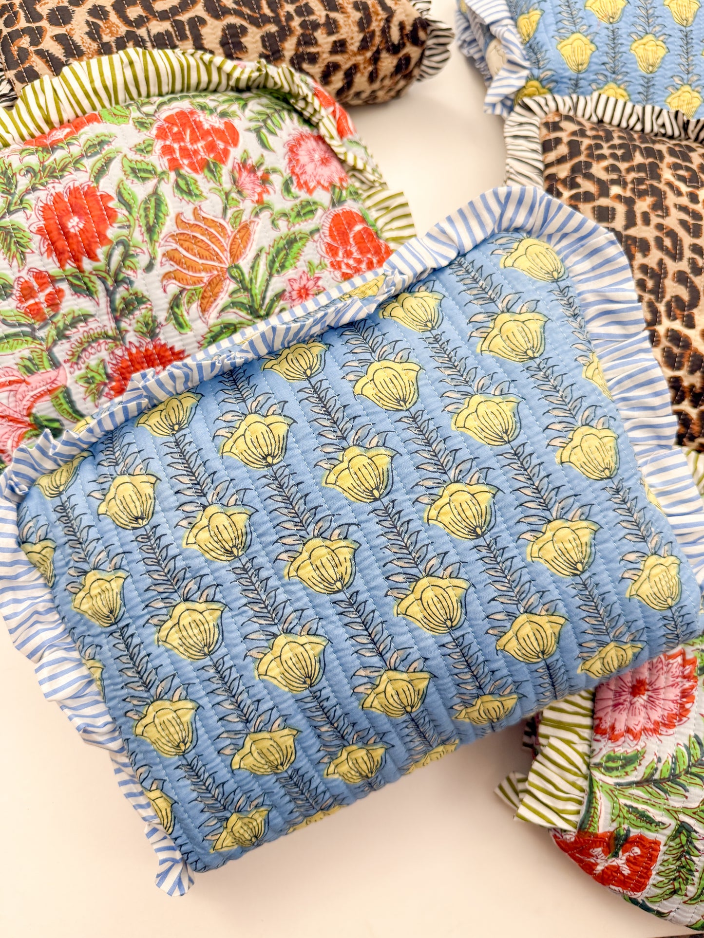 Quilted Ruffle Pouch