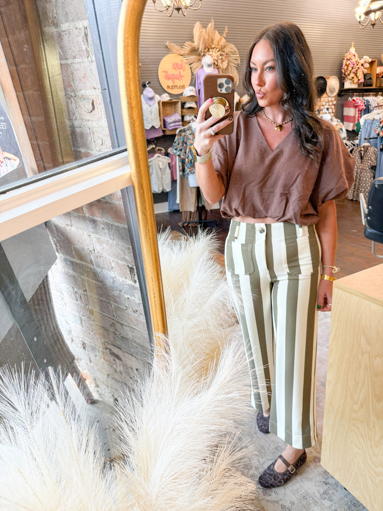 Polly Cropped Bubble Top-Espresso