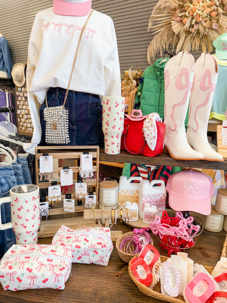 Cherry/Bow Cosmetic Pouch