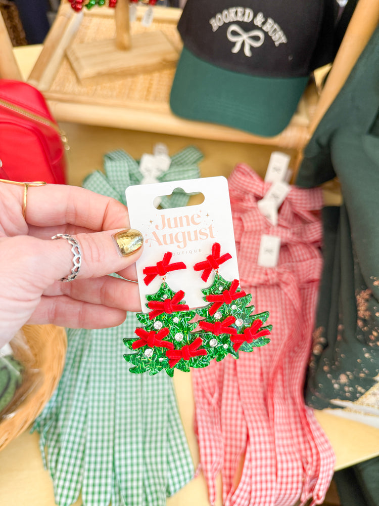 Christmas Tree Bow Earrings