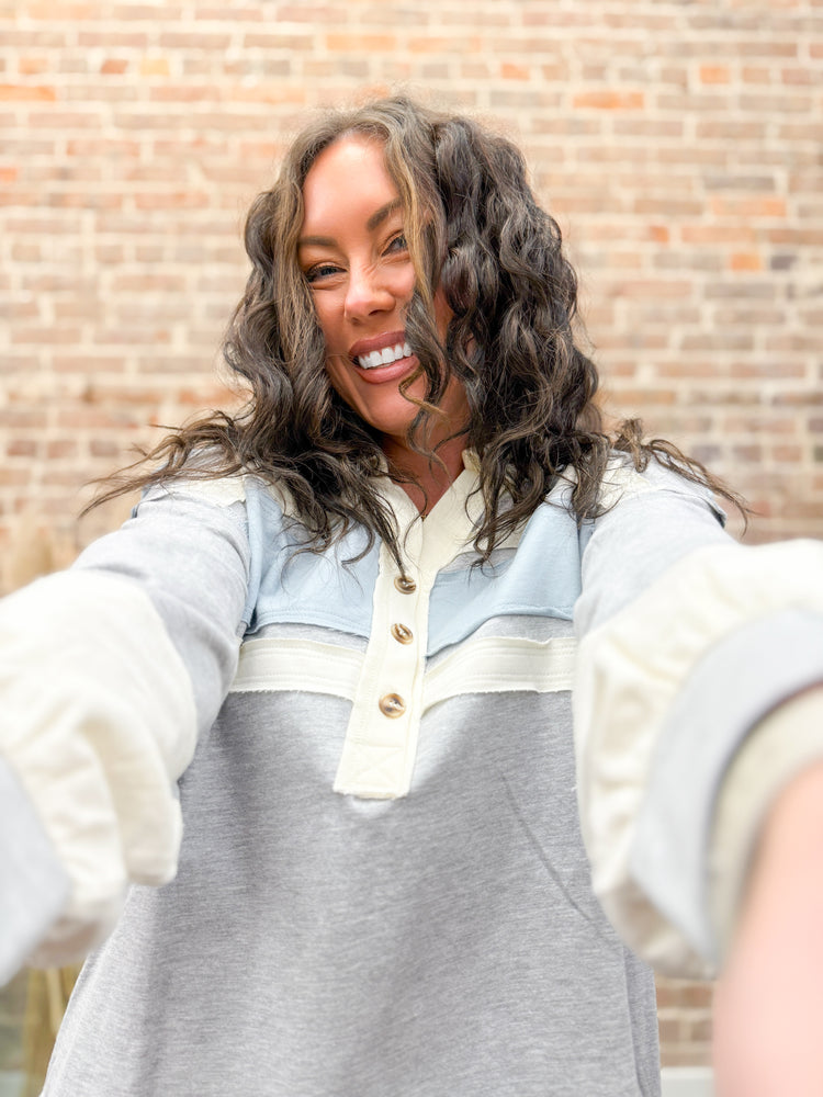 Audrey Colorblock Top-Blue