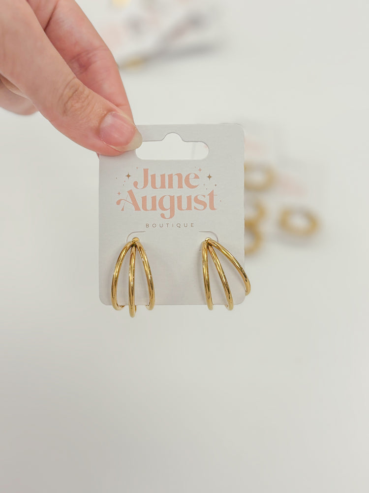 Non-Tarnish Triple Ring Hoops