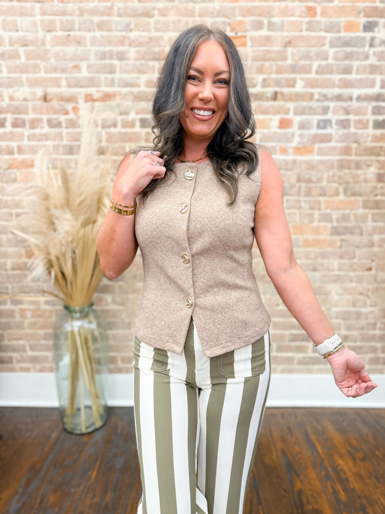 Evie Gold Buttoned Knit Vest