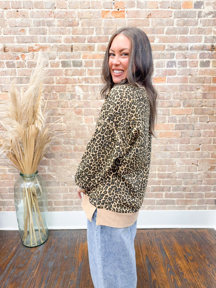 Lynlee Printed Sweatshirt-Leopard