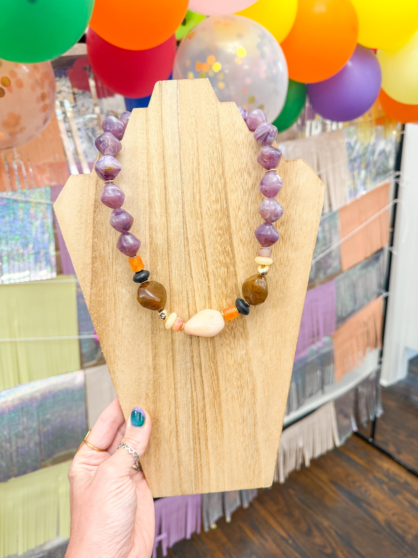 Purple Chunky Beaded Necklace