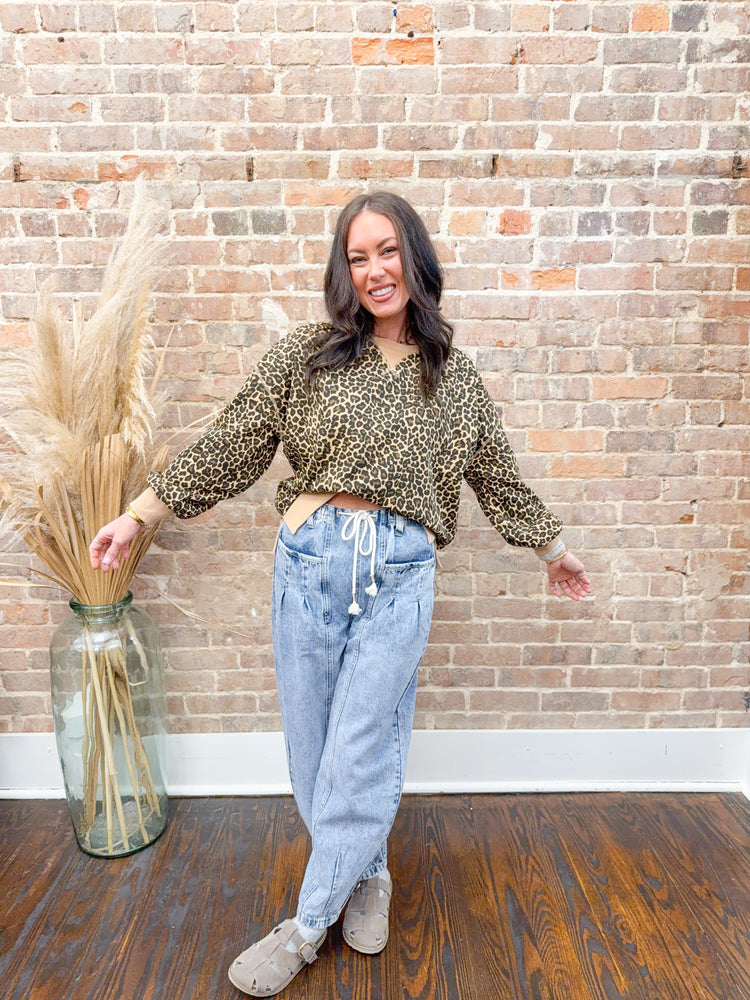 Lynlee Printed Sweatshirt-Leopard