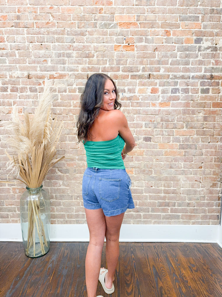 Laura Sweater Tube Top-Green