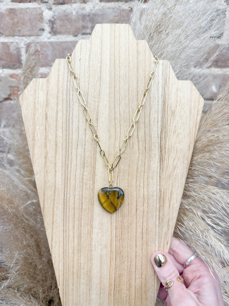 Non-Tarnish Ribbed Heart Necklace