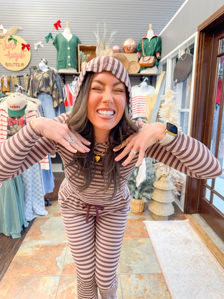 Sage Striped Set-Burgundy/Mauve