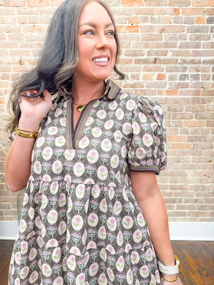 Andrea Puff Sleeve Printed Dress