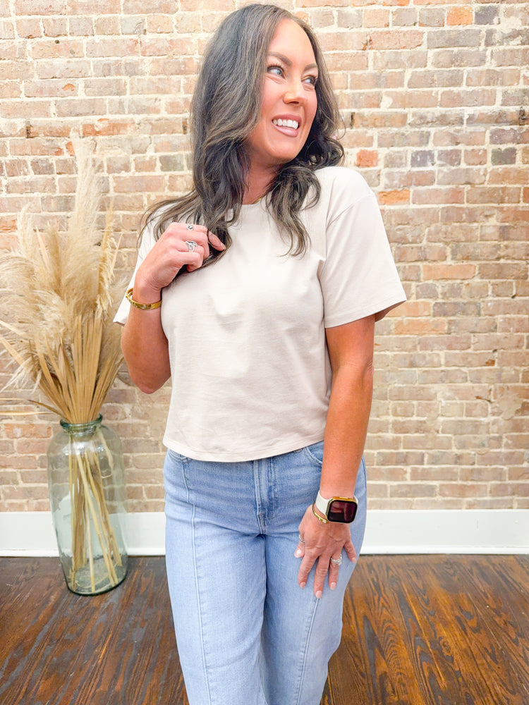Darla Basic Top-Taupe