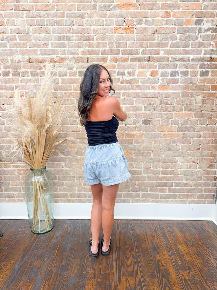 Laura Sweater Tube Top-Black
