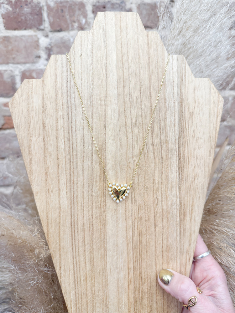 Non-Tarnish Pearl Heart Necklace