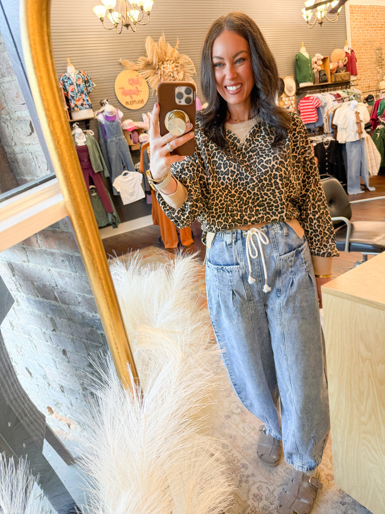 Lynlee Printed Sweatshirt-Leopard