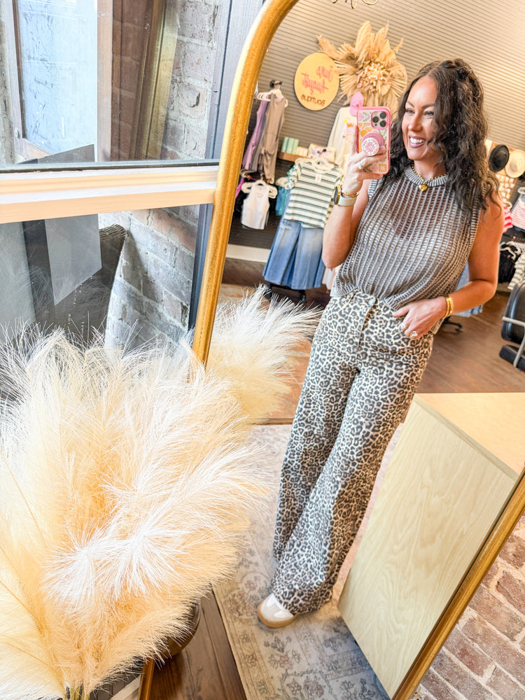 Bradley Leopard Wide Leg Jeans
