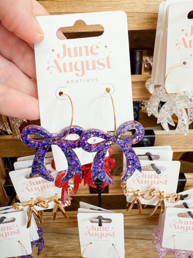 Claire Purple Bow Dangle Earrings