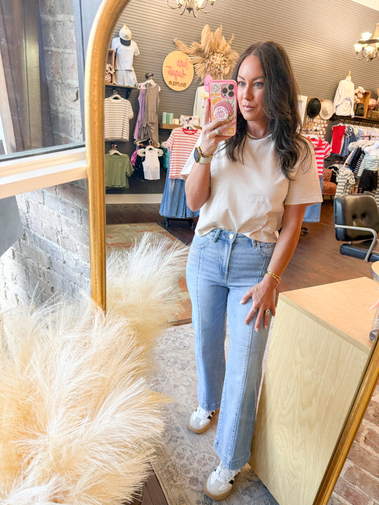 Darla Basic Top-Taupe