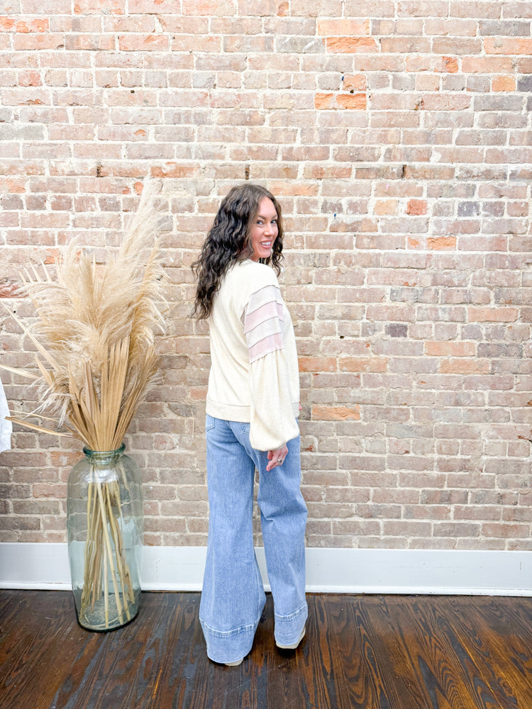 Evelyn Colorblock Top-Oatmeal