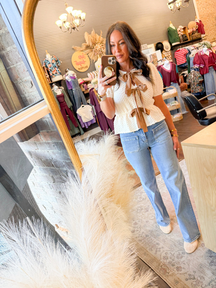 Lynette Bow Detail Top-Ivory