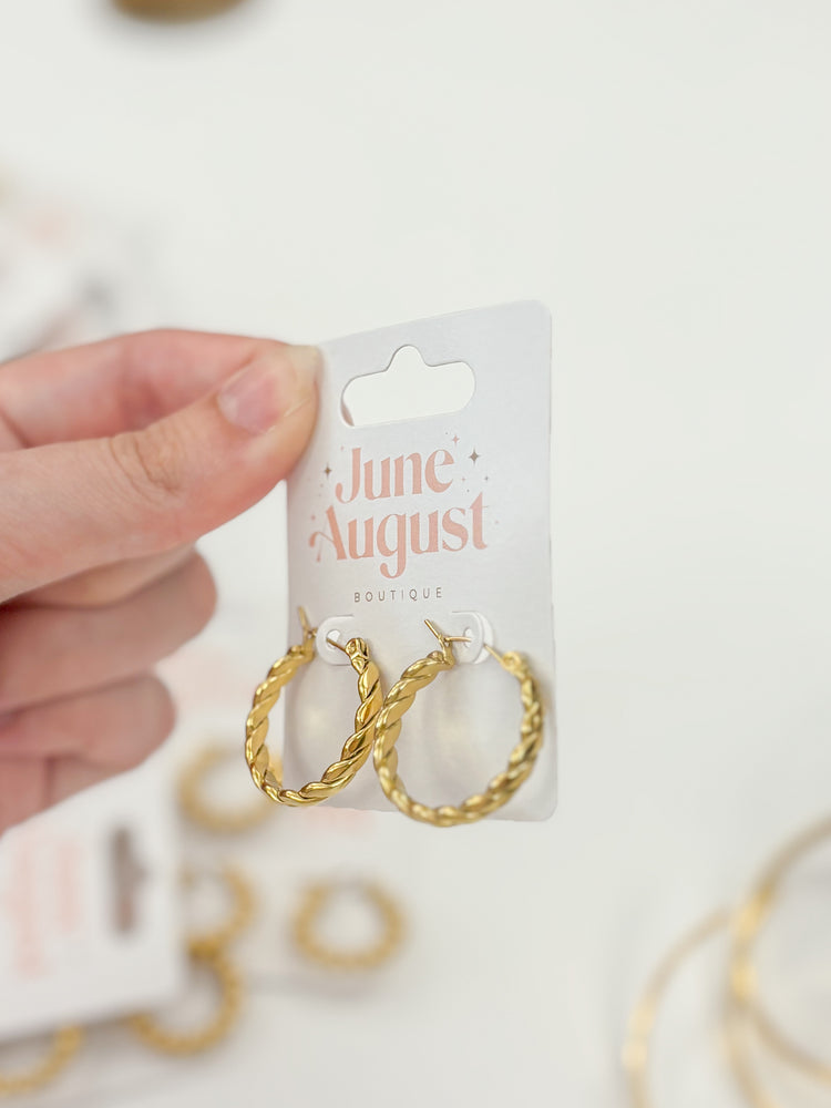 Non-Tarnish Twisted Hoops