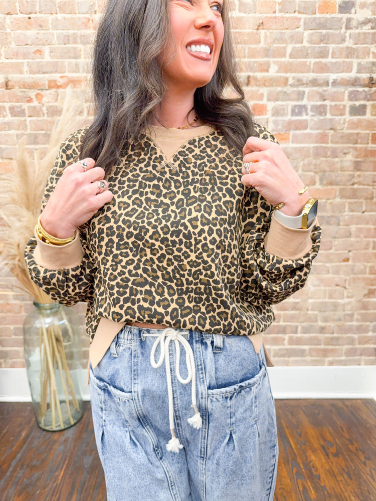 Lynlee Printed Sweatshirt-Leopard