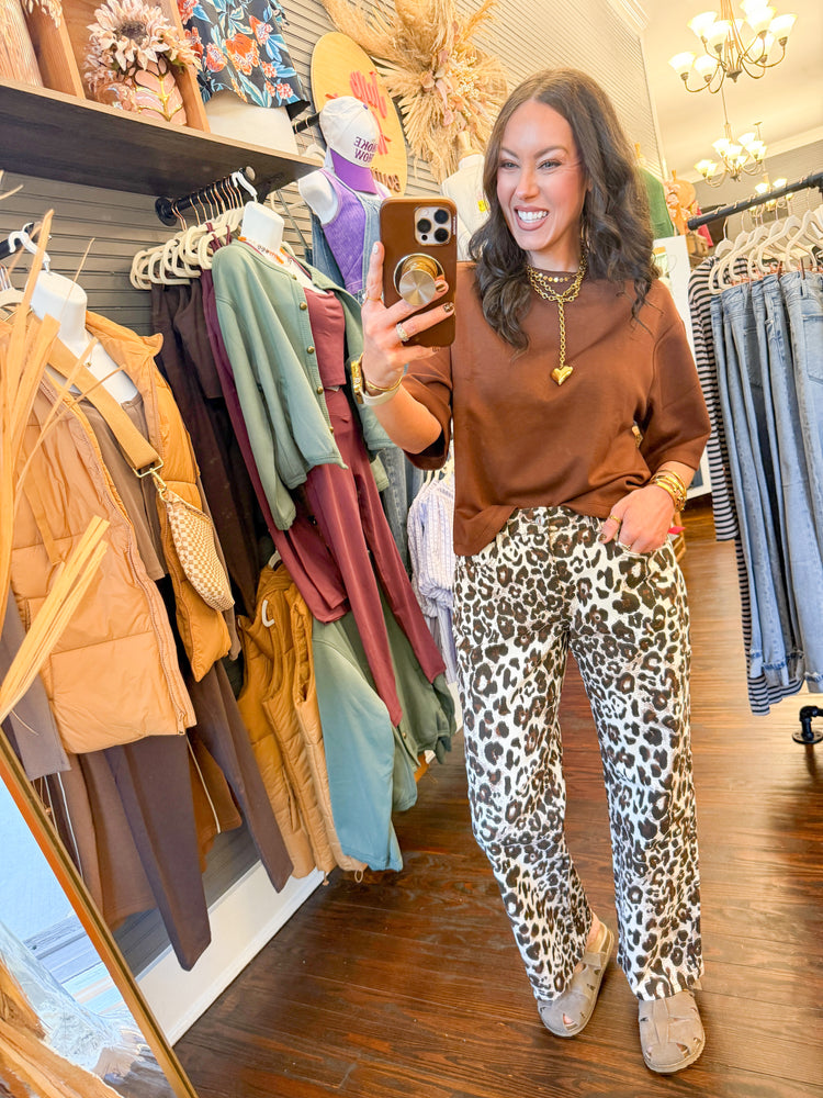 Shelbe Double Knit Top-Chesnut