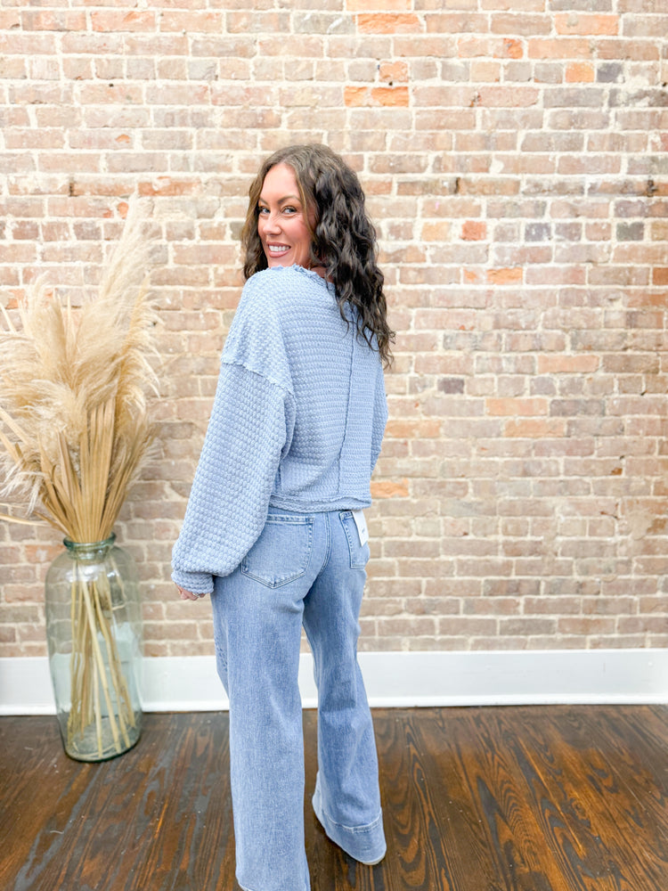 Willow Waffle Top-Blue