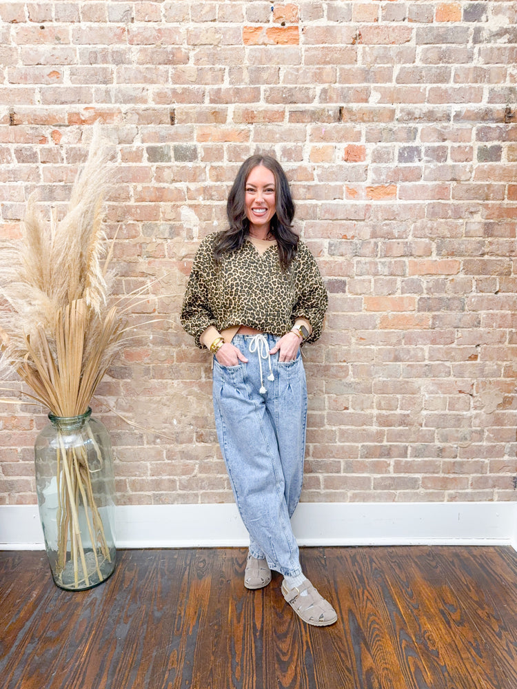 Lynlee Printed Sweatshirt-Leopard