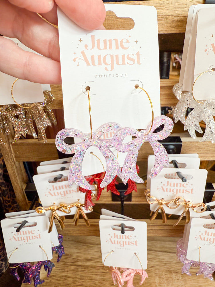 Claire Lavender Bow Dangle Earrings