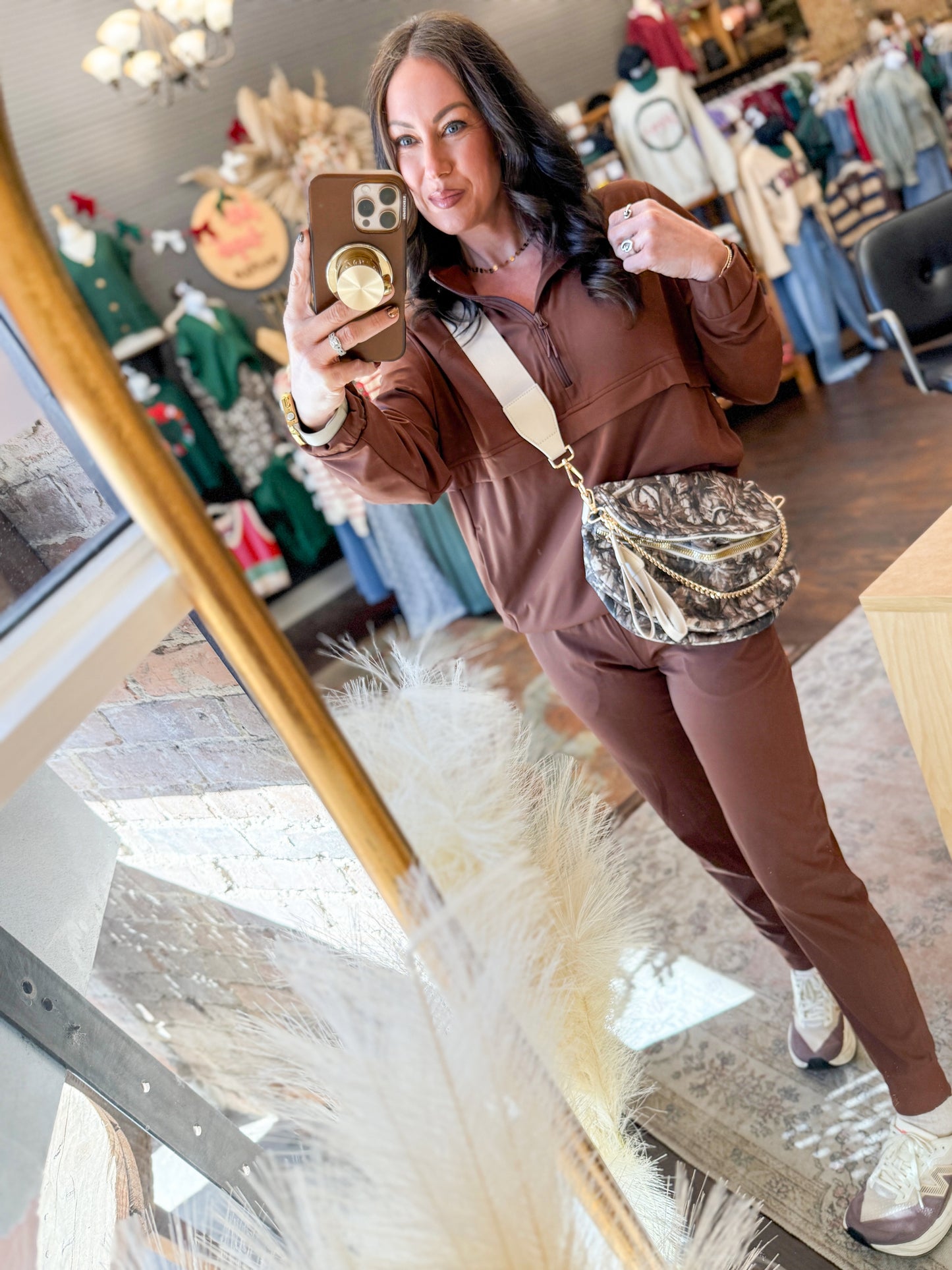 Camo Double Zipper Crossbody Bag