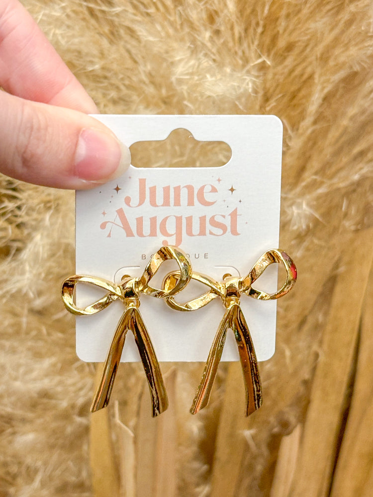 Non-Tarnish Bow Drop Earrings