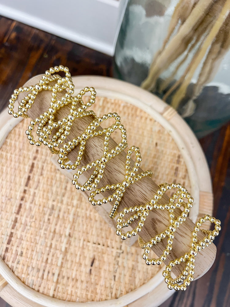 Gold Bow Beaded Bracelet