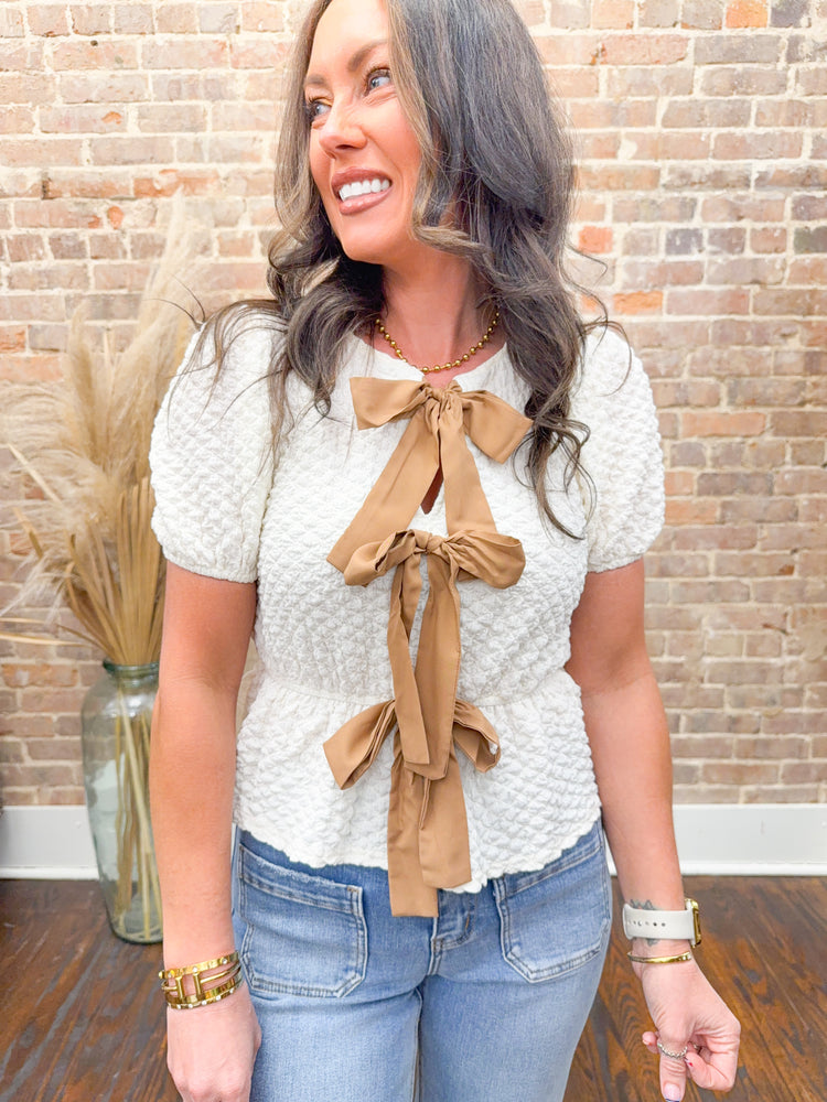 Lynette Bow Detail Top-Ivory