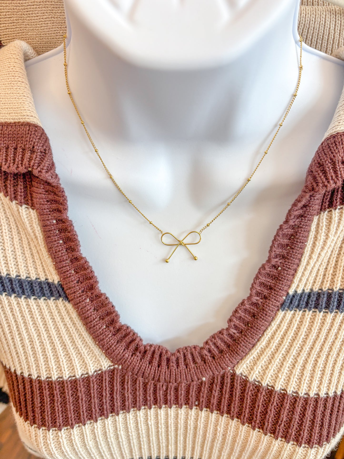 Non Tarnish Dainty Bow Necklace