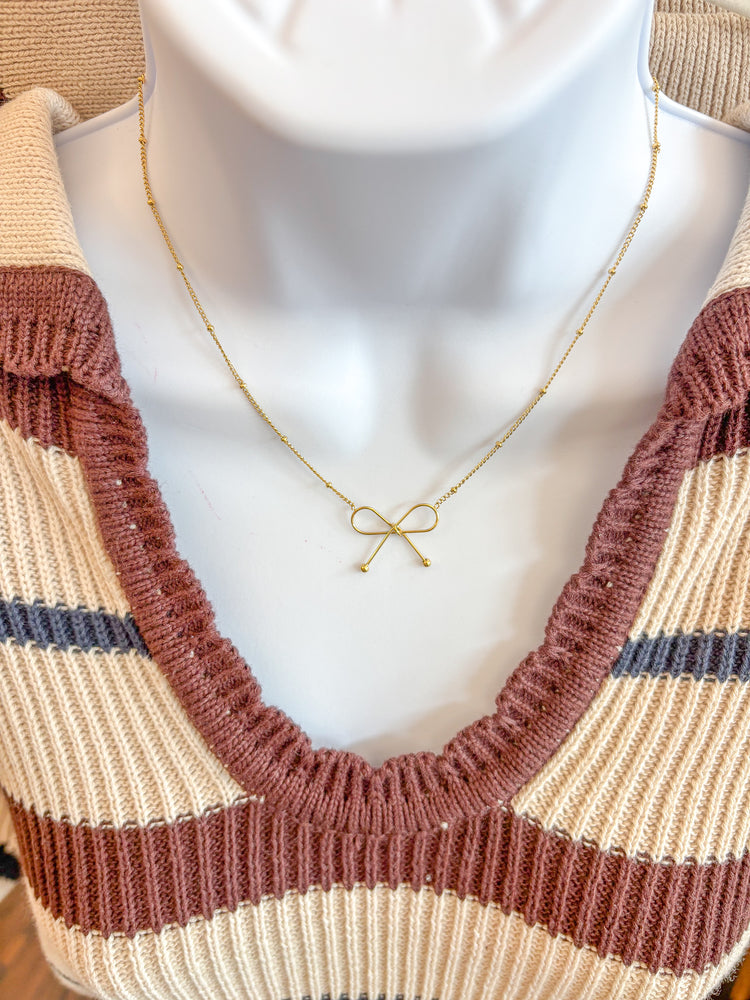 Non Tarnish Dainty Bow Necklace