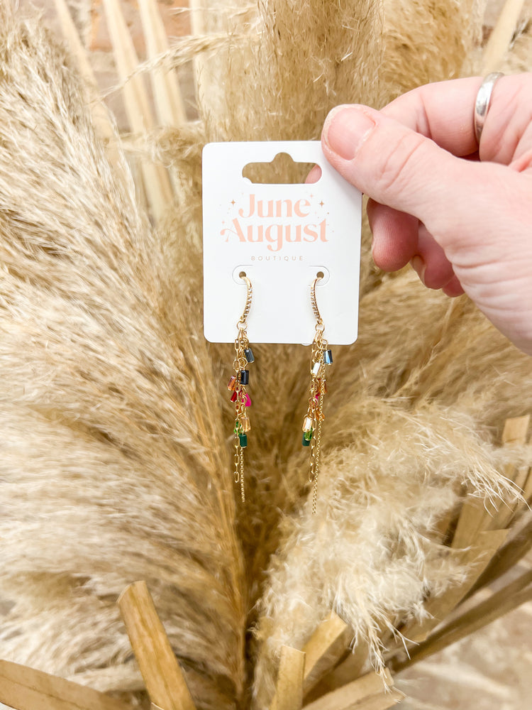 Crystal Beaded/Chain Drop Earrings