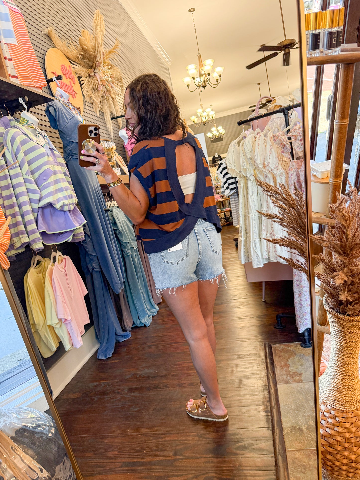 Bri Striped Top-Brown