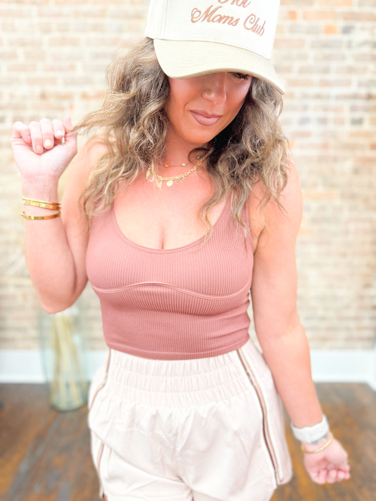Bella Seamless Ribbed Tank Top-Espresso