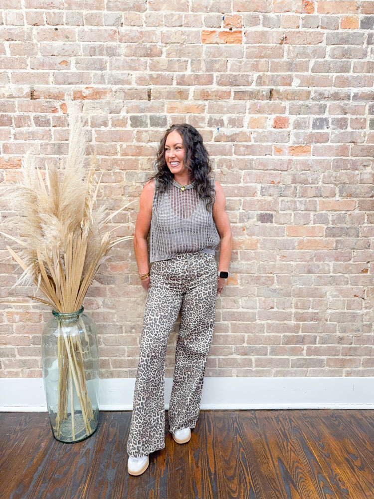 Bradley Leopard Wide Leg Jeans