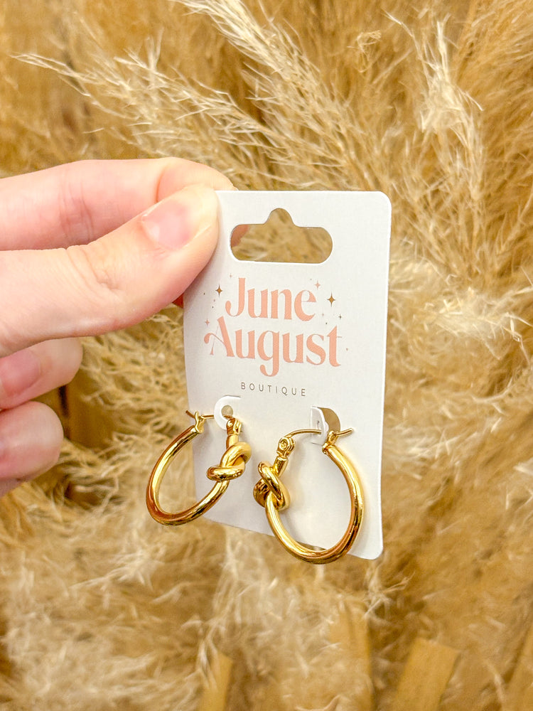 Non-Tarnish Knot Hoop Earrings