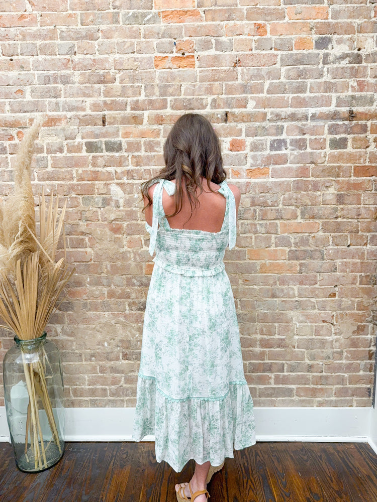Addy Floral Ruffle Trim Dress-Mint