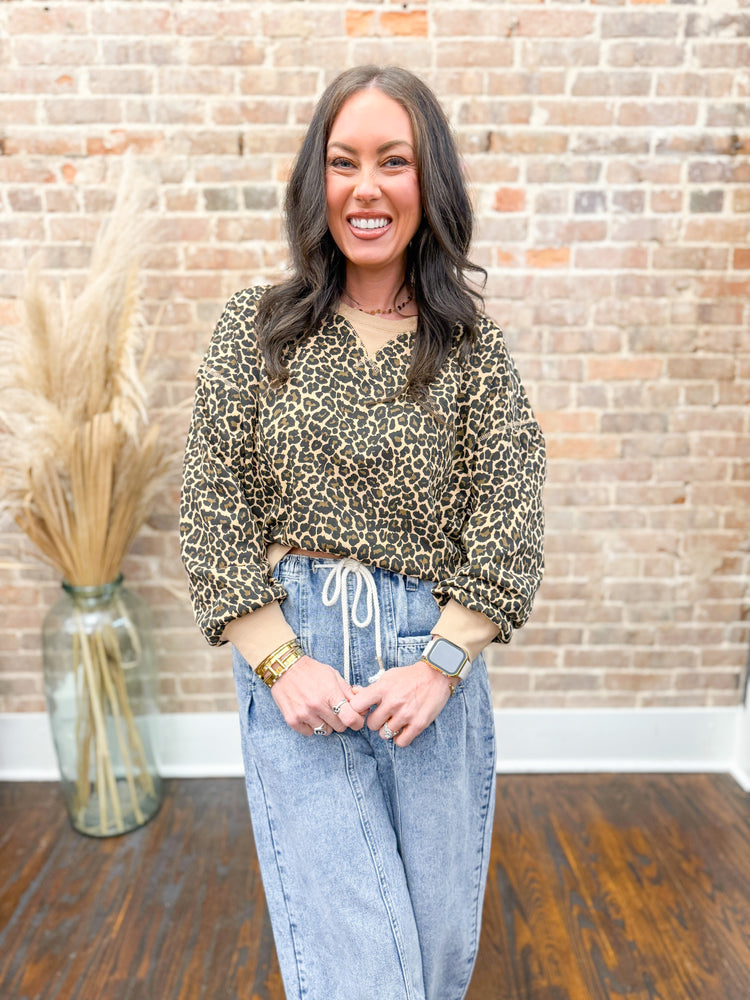 Lynlee Printed Sweatshirt-Leopard