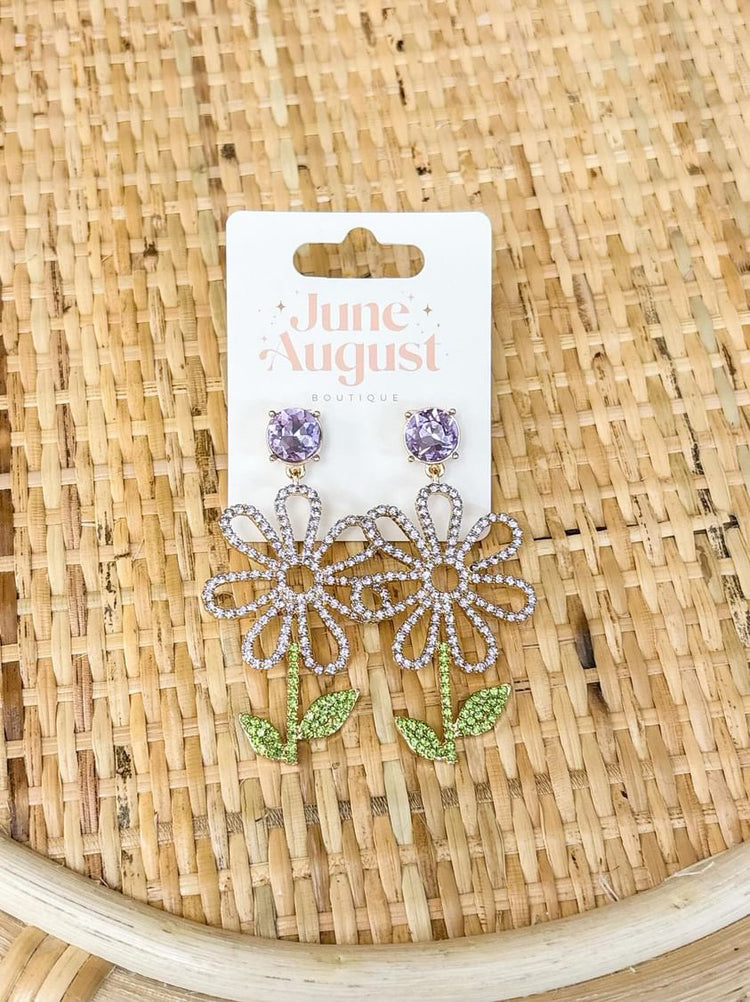 Rhinestone Flower Earrings