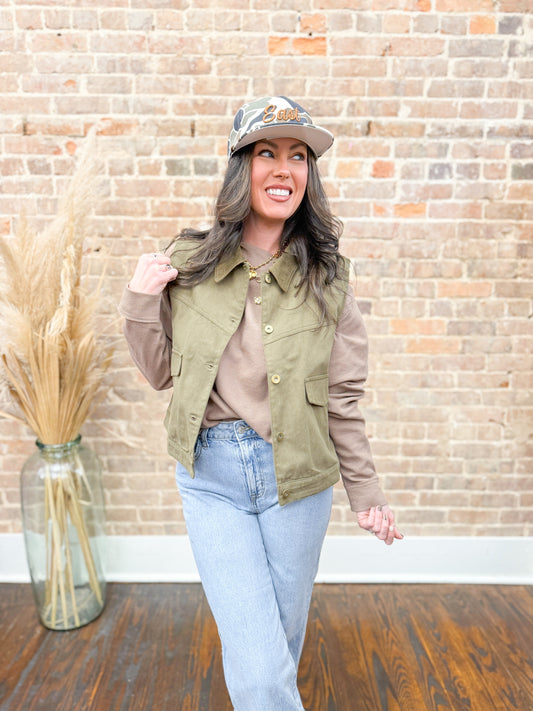 Winnie Barn Vest-Olive